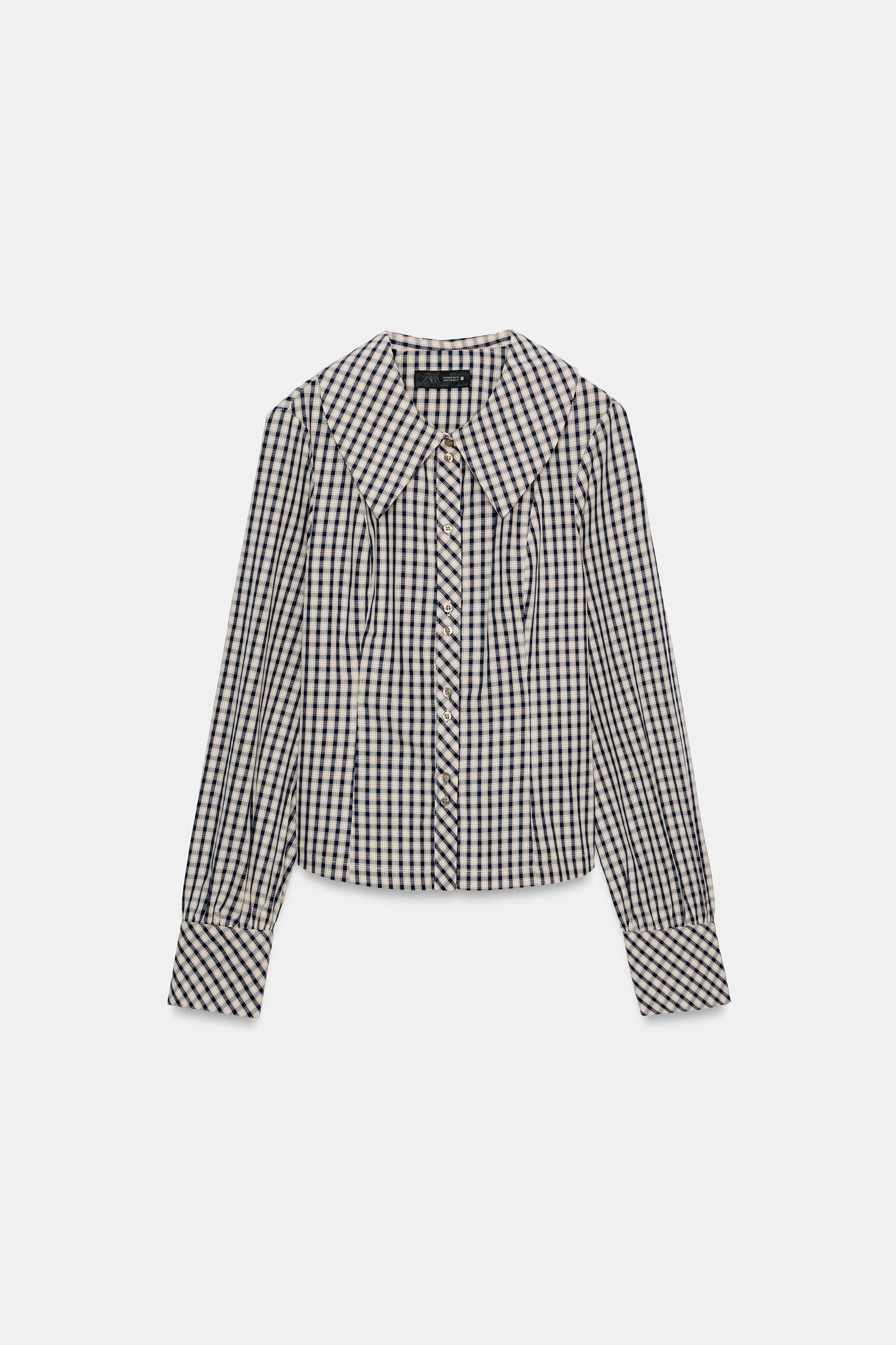 CHEMISE À CARREAUX ET COL CLAUDINE
